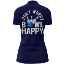 Load image into Gallery viewer, Custom Bowling Shirt for Women, Don&#39;t Worry Bowl Happy, Blue Bowling Quarter-Zip Ladies Girl Bowler NBZ165