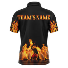 Load image into Gallery viewer, Custom Fire Bowling Shirt for Men, Flames Bowling Jersey with Name League Bowling Team Polo Shirt NBP174