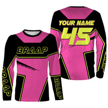 Load image into Gallery viewer, Biker Girl Riding Jersey Personalized Brap Motocross Shirt for Women Female Riders Pink Dirtbike Motorcycle| NMS545