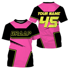 Load image into Gallery viewer, Biker Girl Riding Jersey Personalized Brap Motocross Shirt for Women Female Riders Pink Dirtbike Motorcycle| NMS545