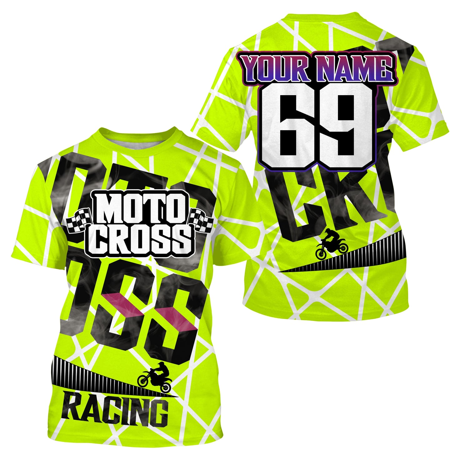 Motocross Racing Jersey Personalized  UPF30+, Motorcycle Dirt Bike Racing Off-Road Riders Racewear| NMS432