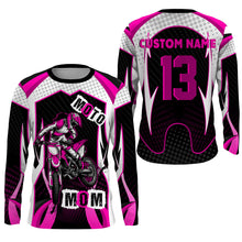 Load image into Gallery viewer, Moto Mom Personalized Jersey UPF30+ Pink Dirt Bike Mom Motocross Racing Shirt Mother&#39;s Day Gift NMS1384