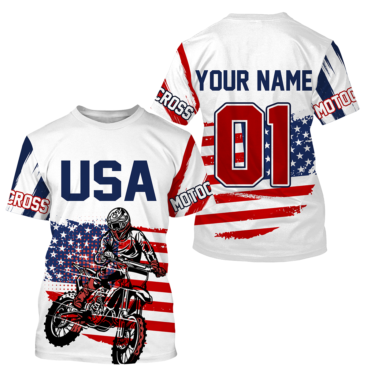 American Dirt Bike Jersey UPF30+ Personalized Patriotic MX Racing US Off-Road Adult&Kid Motocross Jersey| NMS745