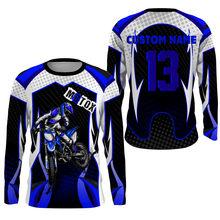 Load image into Gallery viewer, Personalized MotoX jersey UPF30+ blue dirt bike racing motorcycle off-road riders long sleeves| NMS914