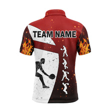 Load image into Gallery viewer, Red Flame Bowling Shirt for Men, Personalized Name Bowling Lovers Vintage Bowler Jersey NBP123
