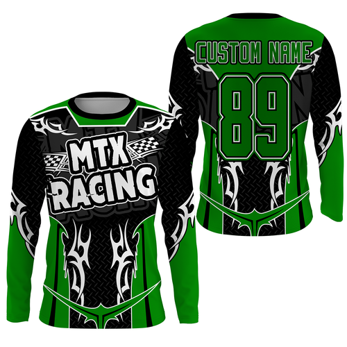 MTX Racing Jersey Custom Name Number UPF30+, Motorcycle Dirt Bike Motocross Off-Road Riders Racewear| NMS435