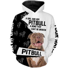 Load image into Gallery viewer, Love Pitbull Hoodie Long Sleeve for Women| Custom 3D Pitbull Shirt for Pitbull Mom| JTSD247