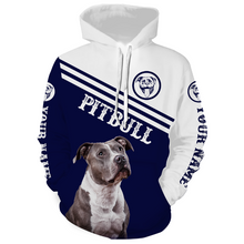 Load image into Gallery viewer, Pitbull Dog Lover Hoodie Long Sleeve| Custom Name Pitbull Shirt for Pitbull Lover Dog Dad Dog Mom| JTSD271
