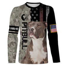 Load image into Gallery viewer, Unisex Pitbull Dad 3D All Over Print Shirt| Custom Name Hunting Dog Shirt| Camo Shirt for Men Dog DadJTSD215