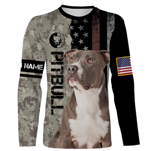 Unisex Pitbull Dad 3D All Over Print Shirt| Custom Name Hunting Dog Shirt| Camo Shirt for Men Dog DadJTSD215