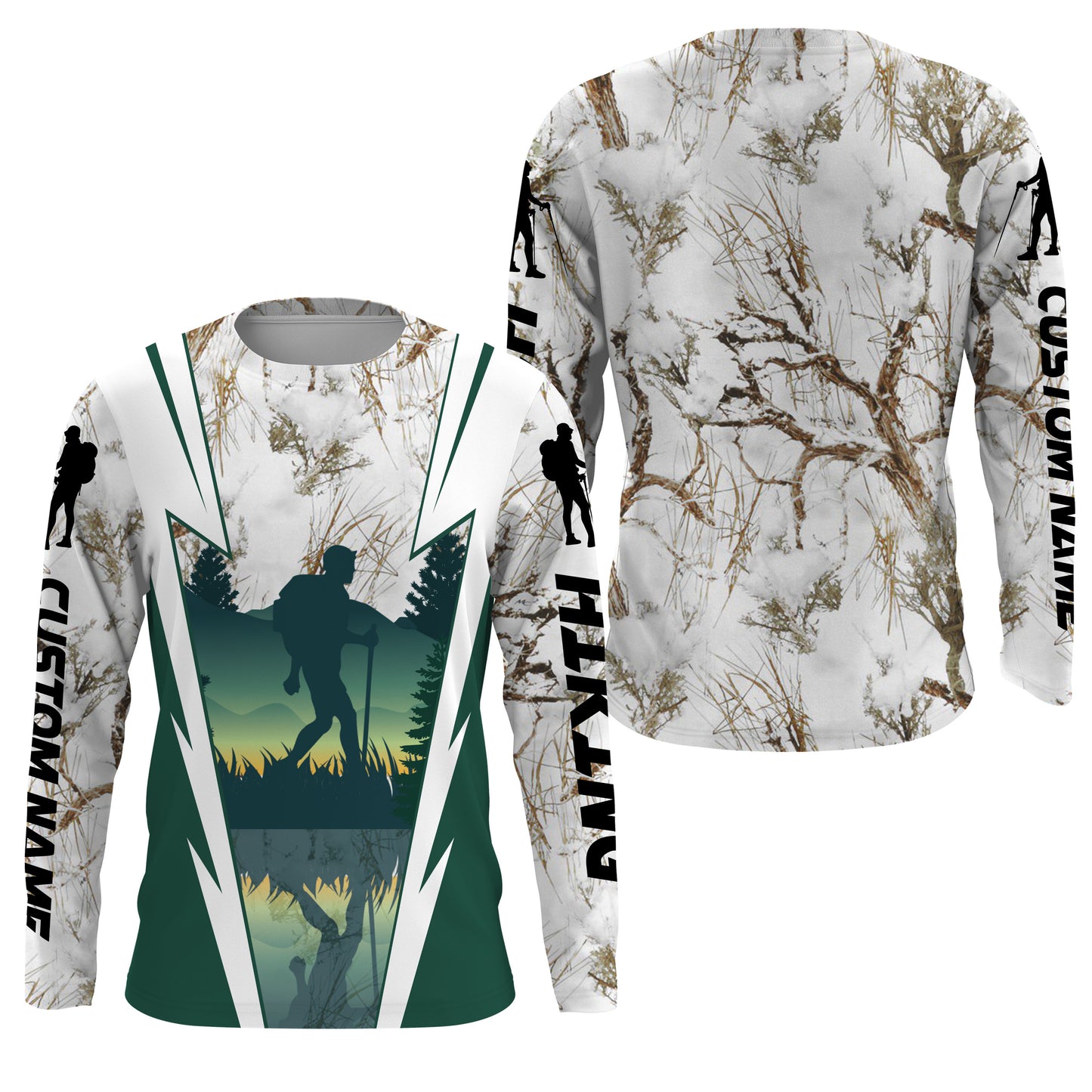 Custom Hiking Winter Camo Hiker Shirts for Men Hiking Long Sleeve UV Protection UPF 30+ Hiking Shirt| SP33