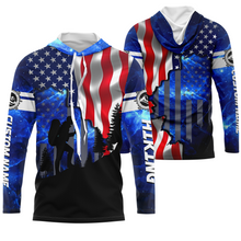Load image into Gallery viewer, Customized Hiking American Flag Patriotic UV Protection Custom Name Long Sleeves Shirt| SP122