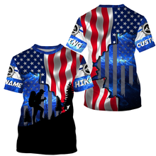 Load image into Gallery viewer, Customized Hiking American Flag Patriotic UV Protection Custom Name Long Sleeves Shirt| SP122