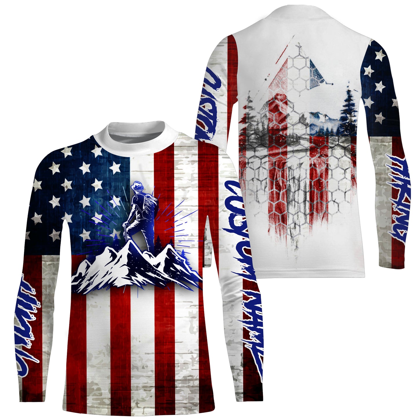 Best Gift for Hikers Mens Patriotic Shirts I Love Hiking Tshirt The Mountain T Shirts UV UPF 30+ |SP121