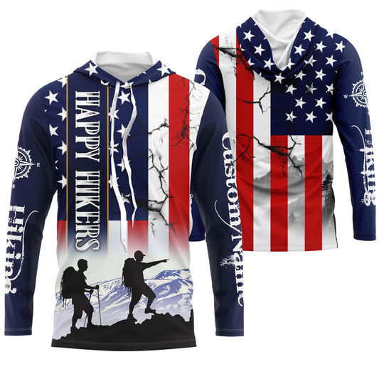 Personalized Happy Hikers Shirt American Flag Shirt Hiking T-shirt Best Gifts for Hikers, Father UPF 30+| SP125