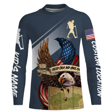 Load image into Gallery viewer, Personalized Mountain Hiking Shirt Women Gifts for Hikers American Eagle Flag Long Sleeve Hiking Shirt SP17