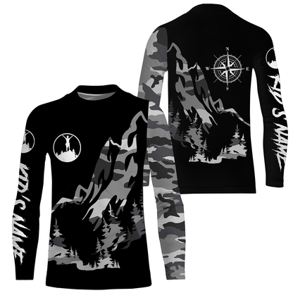 Customization Mountain Long Sleeve Hiking Shirts Custom Name 3D UV Protection UPF 30+| SP32
