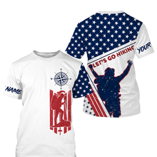 Load image into Gallery viewer, Personalized American Flag Hike Shirt for Men Let’s Go Hiking Jersey UPF30+ Compass in the Forest Cool Cloth| SP4