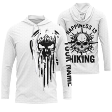 Load image into Gallery viewer, Happiness is Hiking Skull Hiker Shirt Hiking Gifts for Dad Hikers Custom Name Sun Protection Hiking Shirts SP5