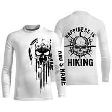 Load image into Gallery viewer, Happiness is Hiking Skull Hiker Shirt Hiking Gifts for Dad Hikers Custom Name Sun Protection Hiking Shirts SP5