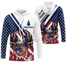Load image into Gallery viewer, Personalized American Flag Hiking Shirt Eagle US Flag Patriotic Hike Jersey UPF30+ Compass for Hiking Long Sleeve SP7