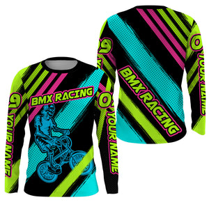 Custom adult kid BMX jersey UPF30+ Skull cycling shirt Green off-road bike shirt Bicycle clothes| SLC34