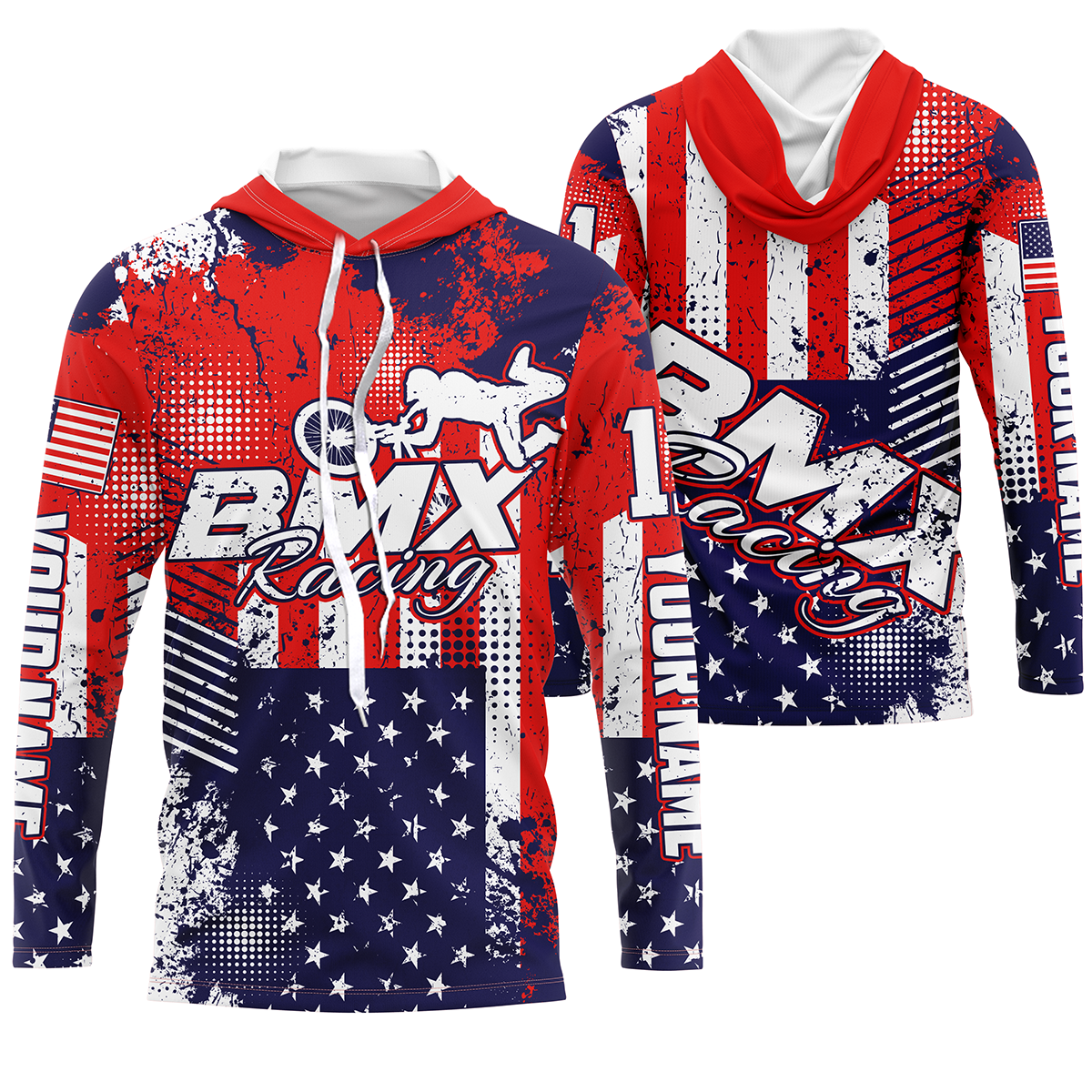 American adult kid BMX jersey Personalized UPF30+ USA cycling gear Patriotic bike shirt| SLC15