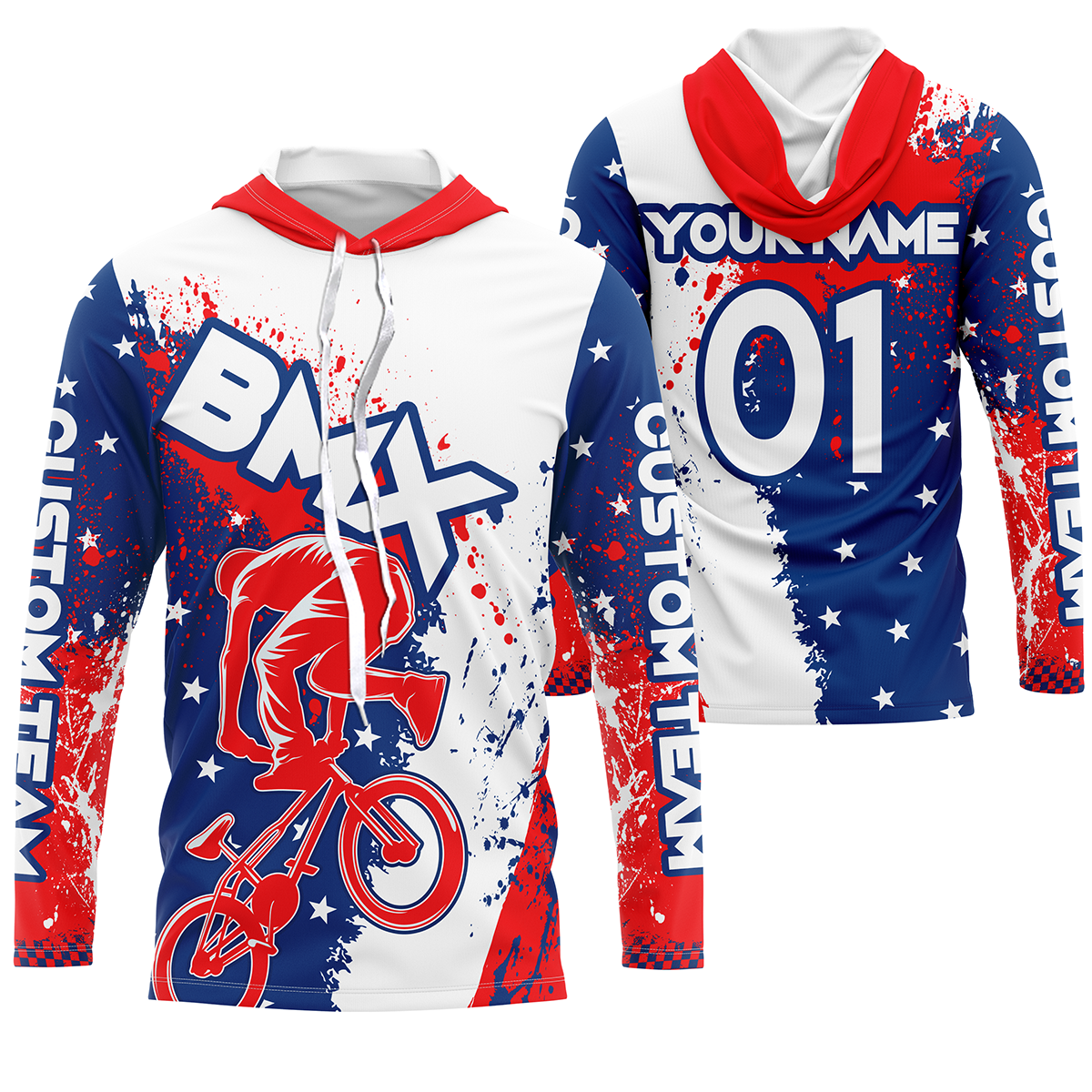 Patriotic BMX jersey Personalized UPF30+ USA Cycling gear American adult kid BMX bike shirt| SLC23