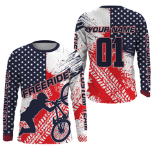 Load image into Gallery viewer, Patriotic adult kid BMX jersey Personalized UPF30+ American freeride bike shirt USA Cycling gear| SLC26