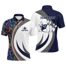 Load image into Gallery viewer, Navy Bowling Polo Shirt Men Custom Bowling Shirt For Men Bowling Jersey for Team Bowling Gift BDT25