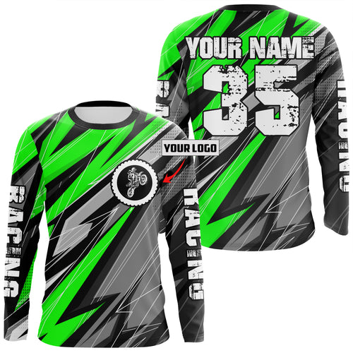Personalized Motocross Jersey Green UPF30+ Men Kid Dirt Bike Shirt Custom Logo MX Off-Road Jersey PDT558