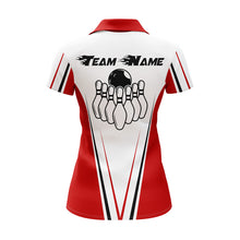 Load image into Gallery viewer, Red And White Women Bowling Shirt Personalized Custom Name Bowling Polo Shirt for Team Bowler Jersey BDT17