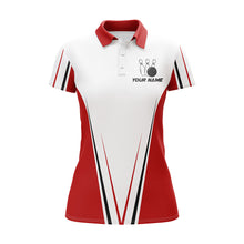 Load image into Gallery viewer, Red And White Women Bowling Shirt Personalized Custom Name Bowling Polo Shirt for Team Bowler Jersey BDT17