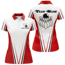 Load image into Gallery viewer, Red And White Women Bowling Shirt Personalized Custom Name Bowling Polo Shirt for Team Bowler Jersey BDT17