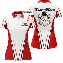 Load image into Gallery viewer, Red And White Women Bowling Shirt Personalized Custom Name Bowling Polo Shirt for Team Bowler Jersey BDT17