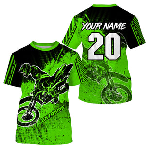 Green Motocross kid men women jersey custom UPF30+ extreme off-road dirt bike shirt motorcycle PDT330