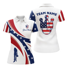 Load image into Gallery viewer, Custom Bowling Polo Shirt Women American Flag Bowling Team Jersey Patriotic Bowling League Shirt BDT123