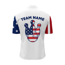 Load image into Gallery viewer, Custom Bowling Quarter-Zip Shirt Men USA Flag Bowling Team Jersey Patriotic Bowling League Shirt BDT124