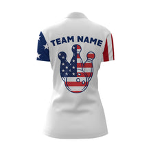 Load image into Gallery viewer, Custom Bowling Quarter-Zip Shirt Women USA Flag Bowling Team Jersey Patriotic Bowling League Shirt BDT125