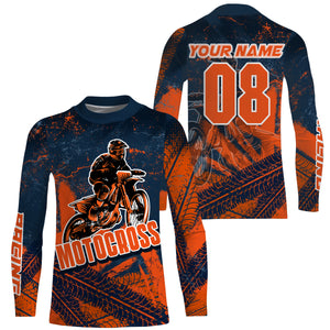 Dirt bike jersey for kids boys girls orange Motocross custom racing UPF30+ off-road riding shirt PDT116