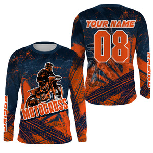 Dirt bike jersey for kids boys girls orange Motocross custom racing UPF30+ off-road riding shirt PDT116