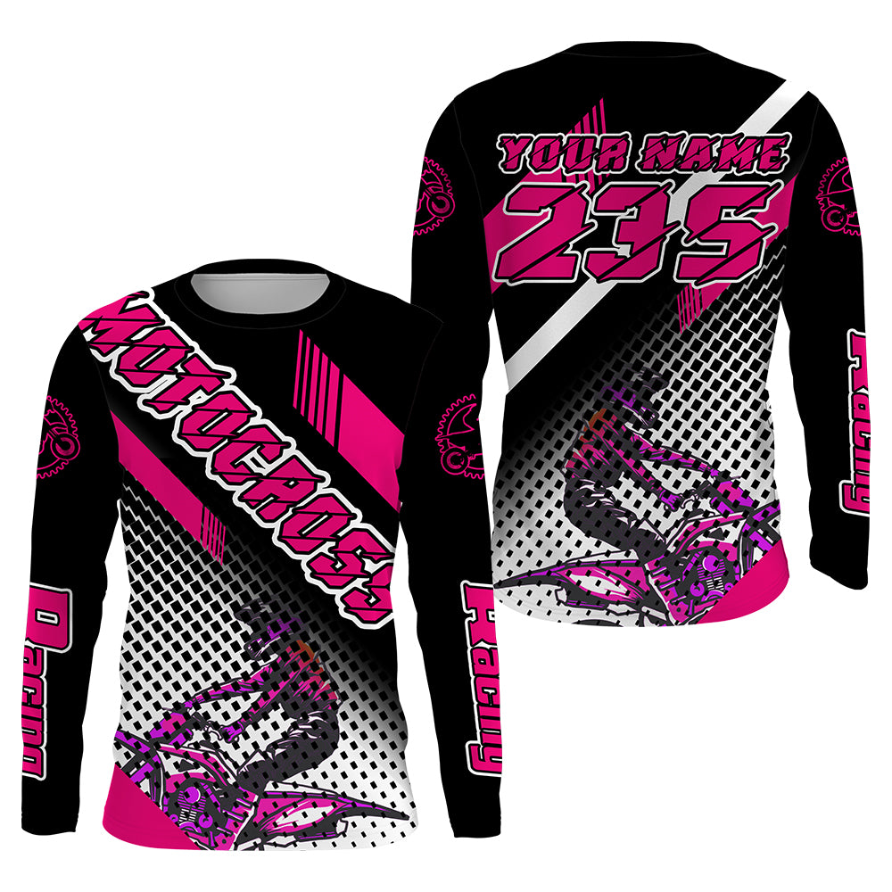 Pink Motocross Jersey Men Kid UPF30+ Custom Dirt Bike Shirt MX Off-Road Jersey Motorcycle Riding PDT580