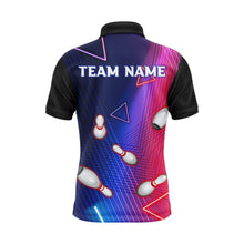 Load image into Gallery viewer, Navy Bowling Shirt For Men Custom Name Polo Bowling Jersey Men's 3D Bowling Team Shirt BDT45