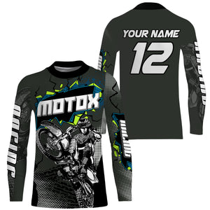 Youth men women black MX racing jersey Motocross custom UPF30+ dirt bike off-road shirt motorcycle PDT130