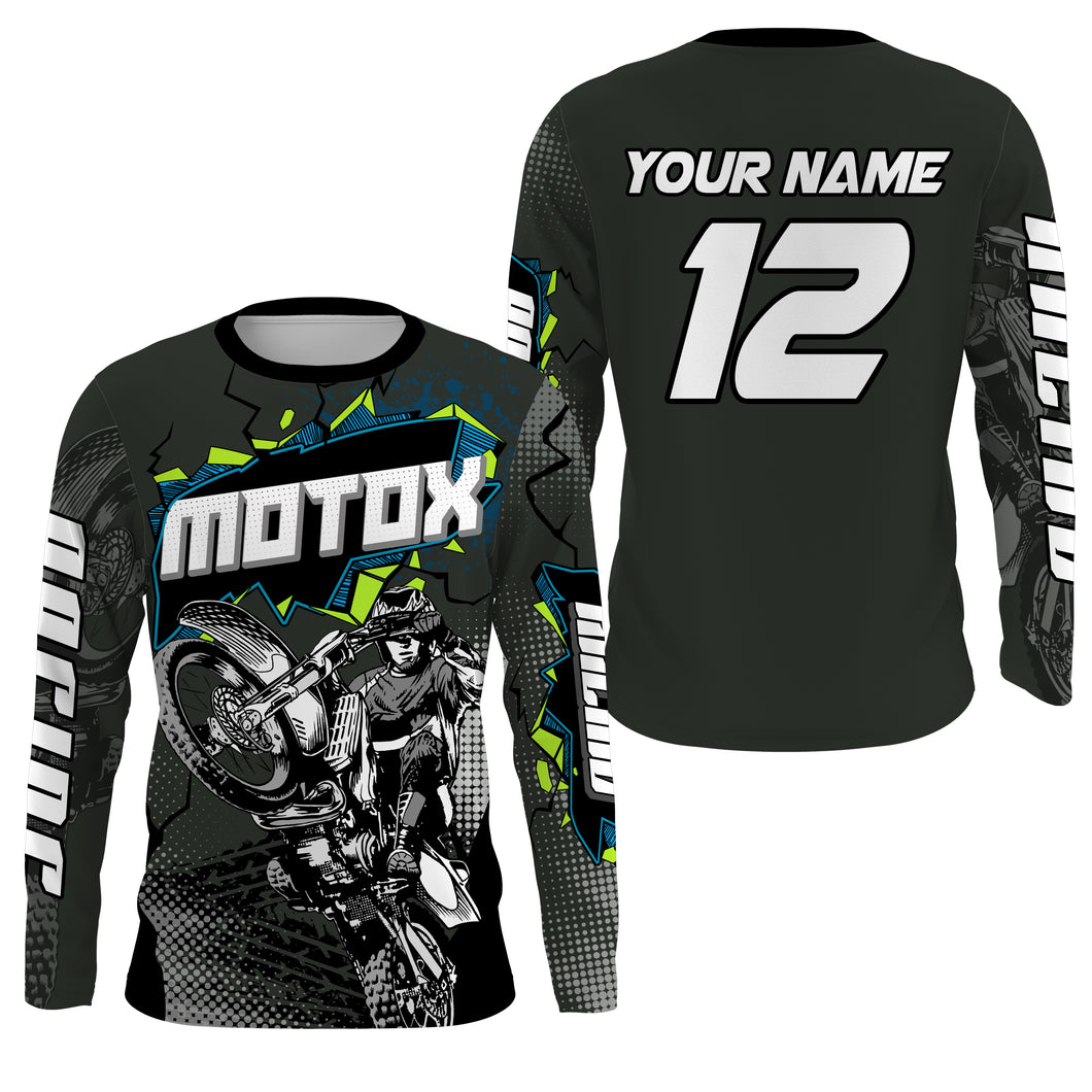 Youth men women black MX racing jersey Motocross custom UPF30+ dirt bike off-road shirt motorcycle PDT130