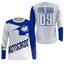 Load image into Gallery viewer, Blue and white MX riding jersey custom Motocross kid&amp;adult UPF30+ racing dirt bike off-road shirt PDT180