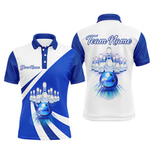 Load image into Gallery viewer, Custom Bowling Polo Shirt for Men Blue Bowling Jersey With Name 3D Bowling Team Shirt For Men BDT86