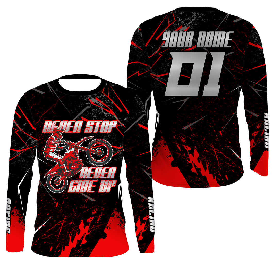 Motorcycle jersey black&red UPF30+ custom dirt bike off-road shirt Motocross extreme long sleeves PDT197