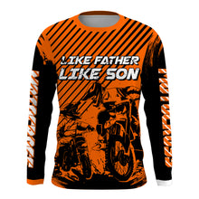 Load image into Gallery viewer, Like Father Like Son Dirt Bike Shirt UPF30+ Personalized Motocross Jersey Orange MX Racing Racewear PDT487