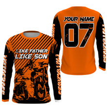 Load image into Gallery viewer, Like Father Like Son Dirt Bike Shirt UPF30+ Personalized Motocross Jersey Orange MX Racing Racewear PDT487